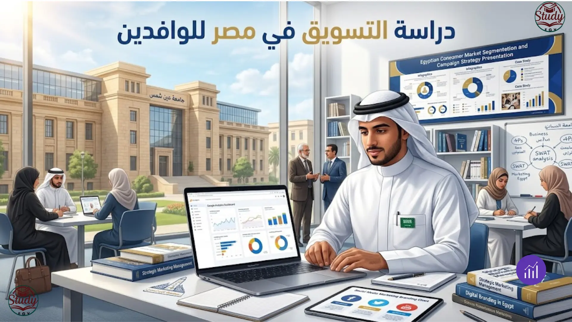 دراسة التسويق في مصر للوافدين الشروط والرسوم والقبول 2026