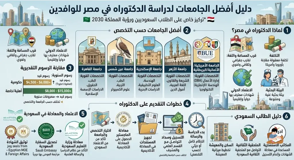 أفضل الجامعات لدراسة الدكتوراه في مصر للوافدين والسعوديين