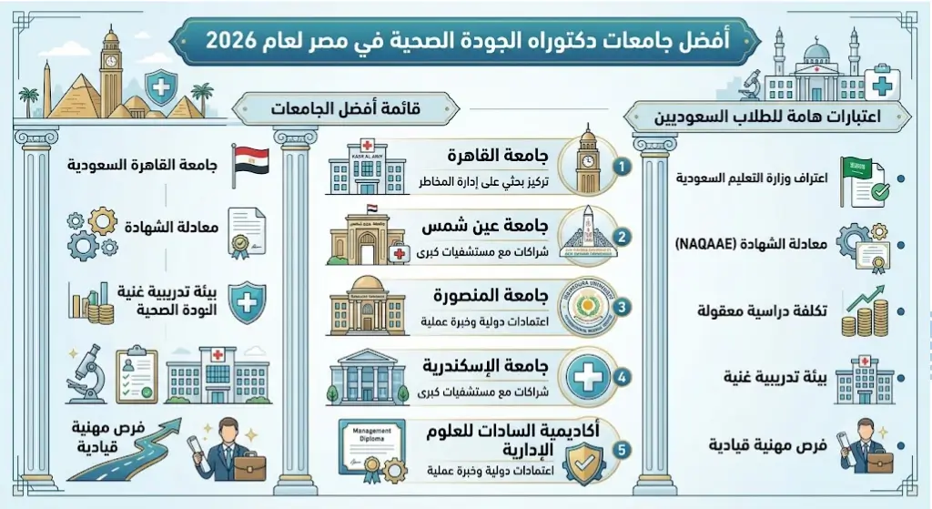 أفضل جامعات دكتوراه الجودة الصحية بمصر: دليل القبول