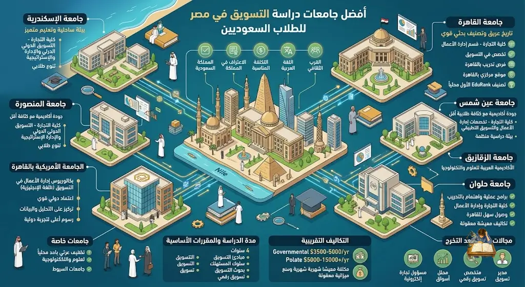 أفضل جامعات دراسة التسويق في مصر للطلاب السعوديين