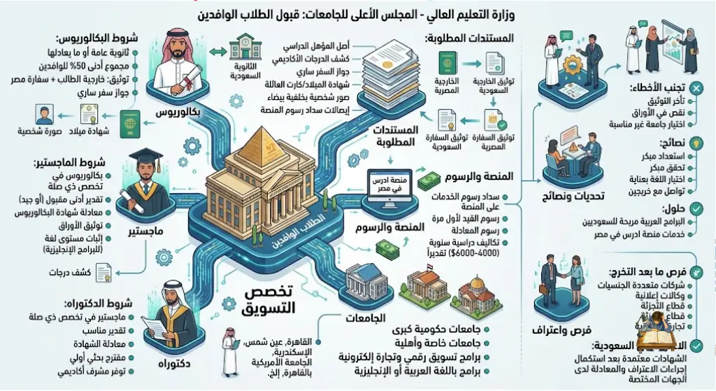 شروط دراسة التسويق في مصر للوافدين الأوراق والقبول