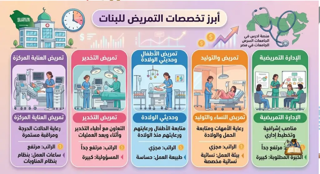 تخصصات التمريض للبنات دليل الشروط والرواتب والفرص