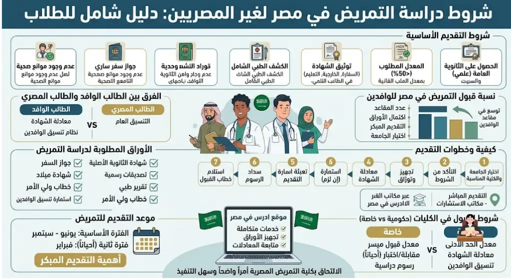 شروط دراسة التمريض في مصر لغير المصريين