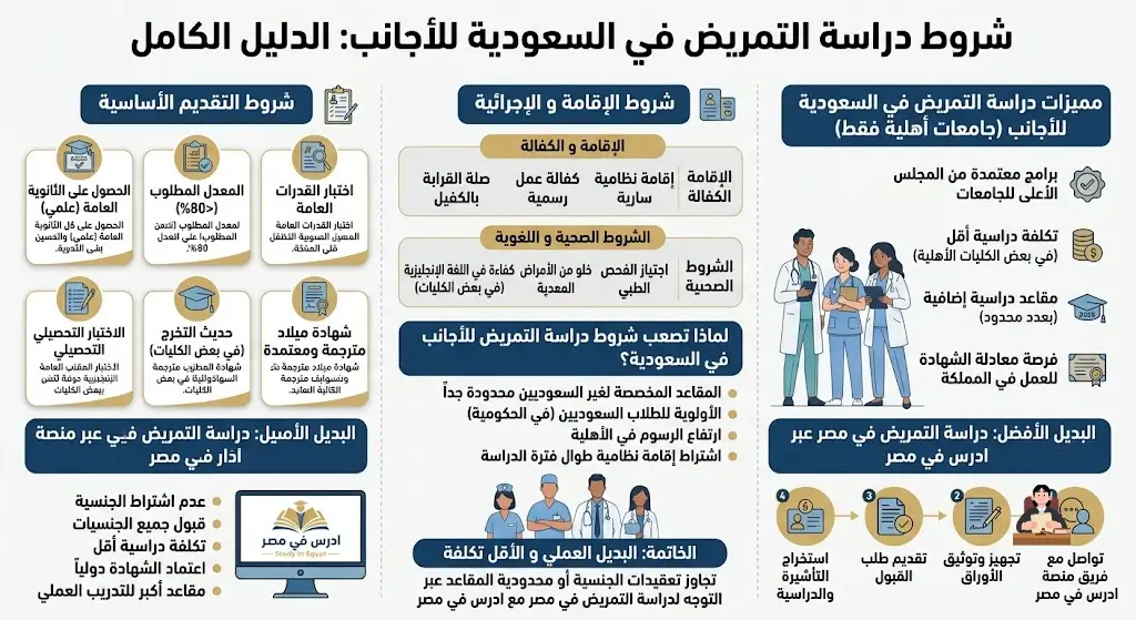 شروط دراسة التمريض في السعودية للأجانب