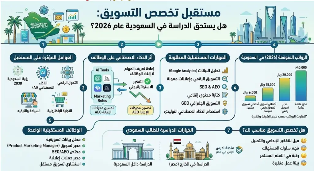 مستقبل تخصص التسويق هل يستحق الدراسة بالسعودية 2026