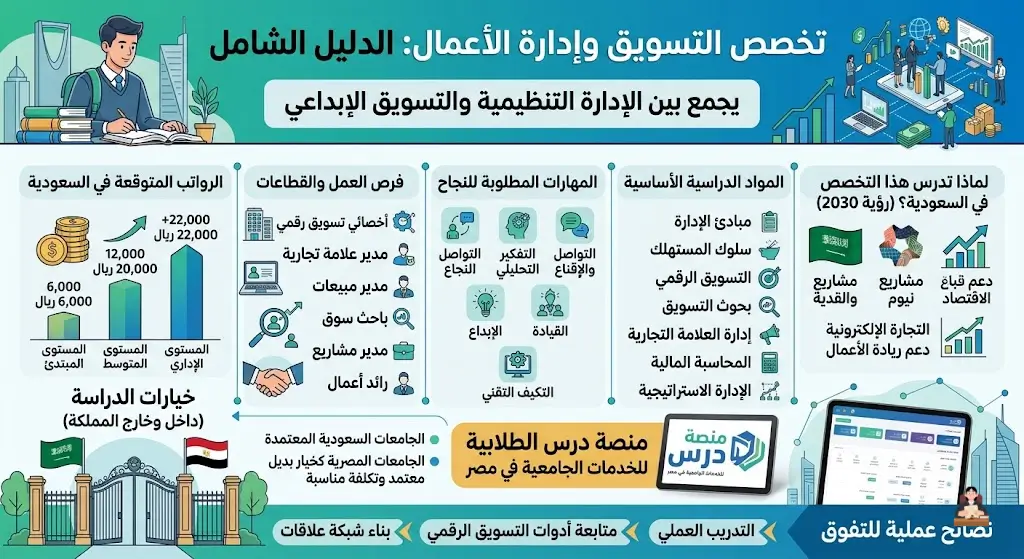 تخصص التسويق وإدارة الأعمال مسارات الدراسة والعمل 2026