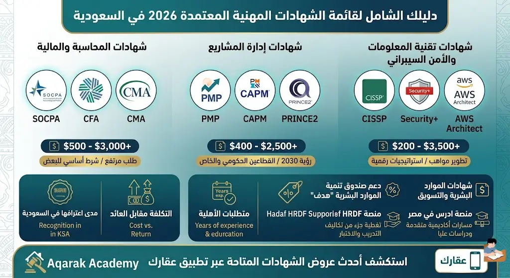 قائمة الشهادات المهنية المعتمدة الدليل الشامل 2026