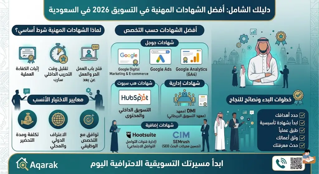 أفضل الشهادات المهنية في التسويق 2026