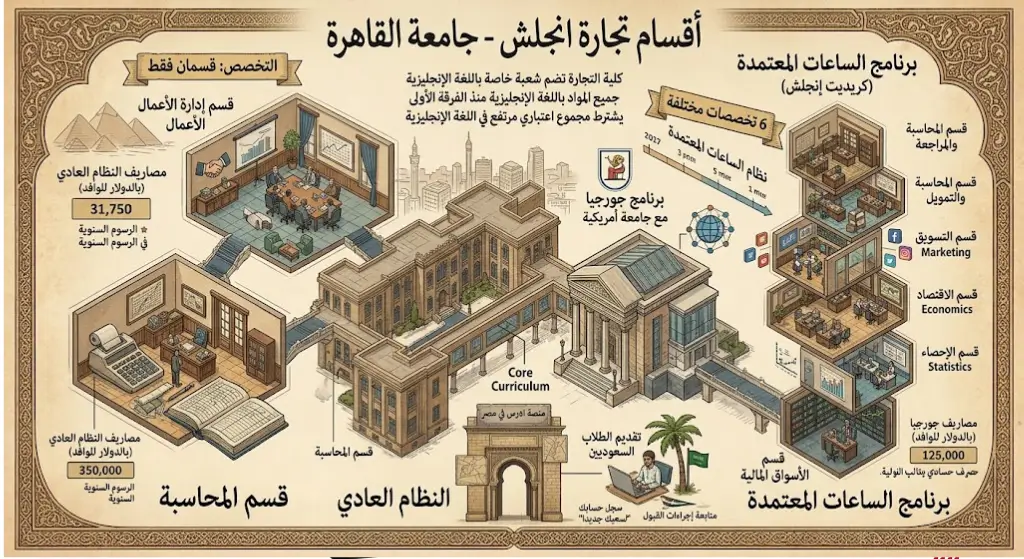 أقسام تجارة انجلش جامعة القاهرة