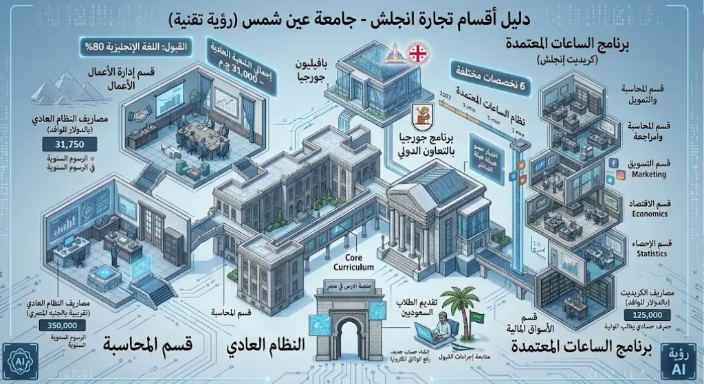 أقسام تجارة انجلش عين شمس التخصصات والمصاريف والشروط