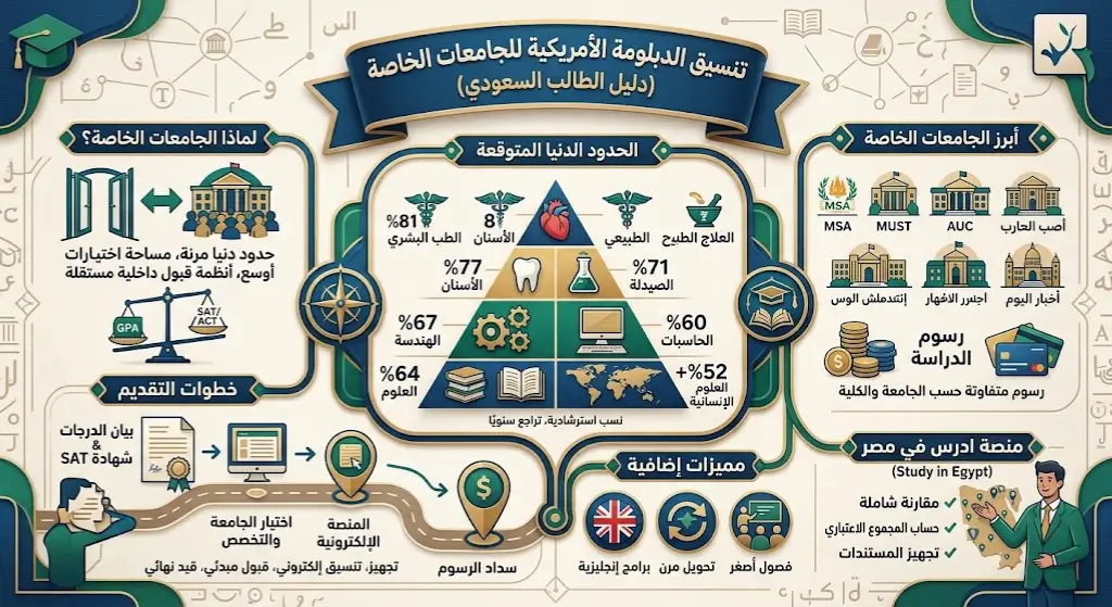 تنسيق الدبلومة الأمريكية للجامعات الخاصة وشروط القبول
