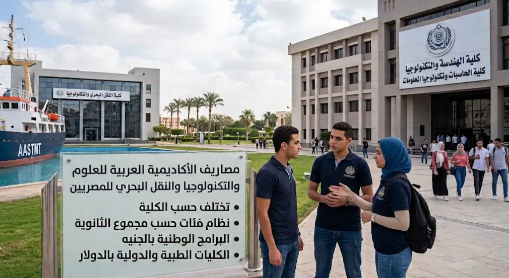 مصاريف الأكاديمية العربية للعلوم والتكنولوجيا والنقل البحري للمصريين