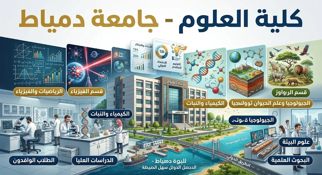 كلية العلوم جامعة دمياط الأقسام والمصاريف وشروط القبول