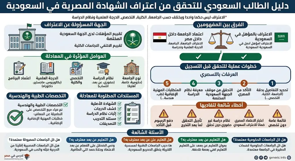 الجامعات المصرية المعتمدة في السعودية وشروط المعادلة