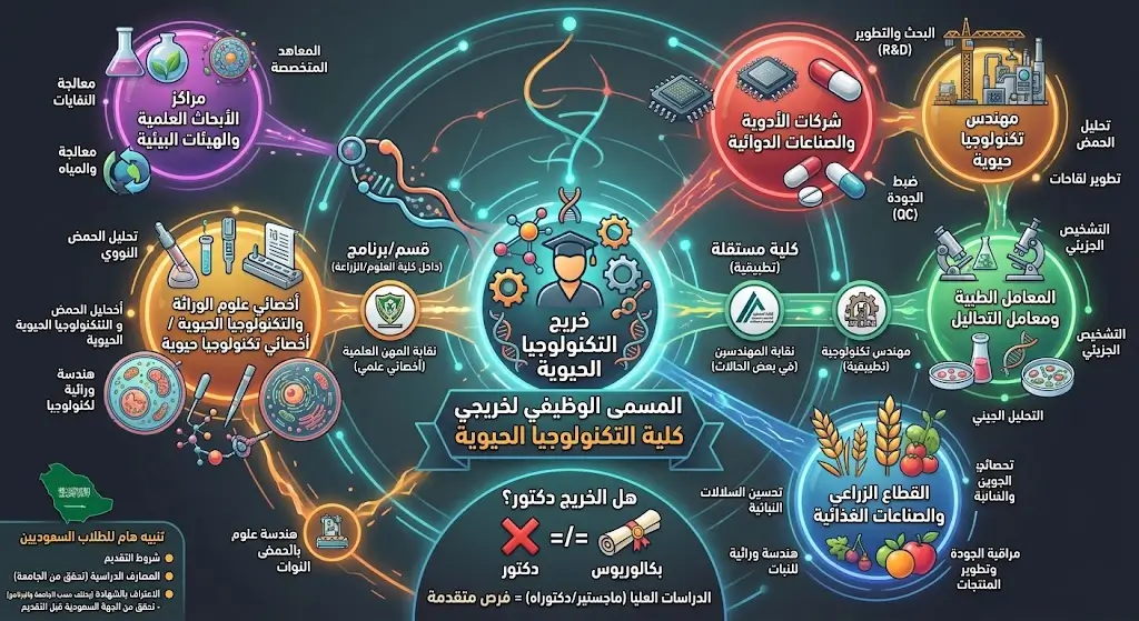 المسمى الوظيفي لخريجي كلية التكنولوجيا الحيوية
