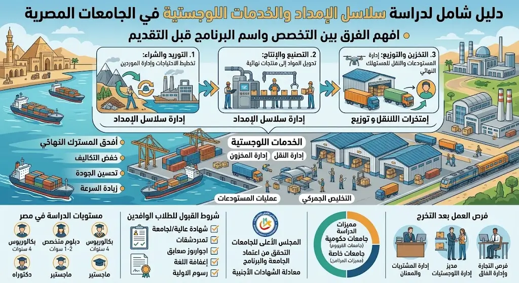 سلاسل الإمداد والخدمات اللوجستية شروط وتكلفة الدراسة